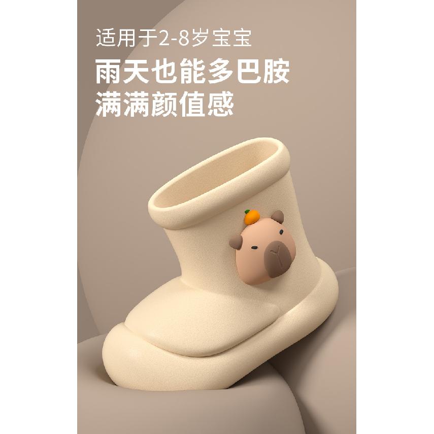 Kapibara Cute Children's Rain Boots Boys Girls Warm Summer Cartoon Outdoor Non-Slip Waterproof Padded Rain Boots