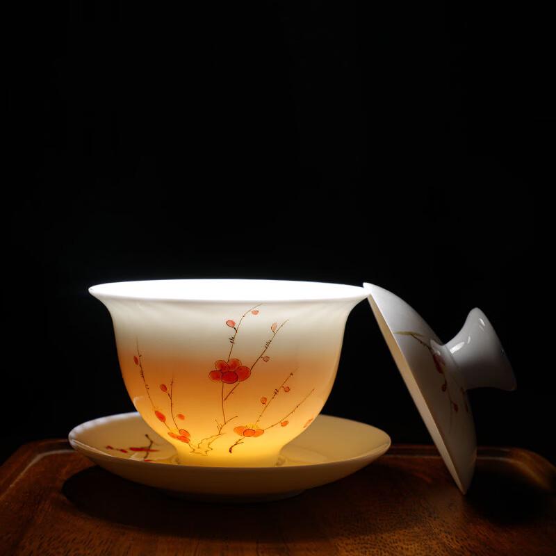 Tuopai Hand-Painted Red Plum Porcelain Tea Set