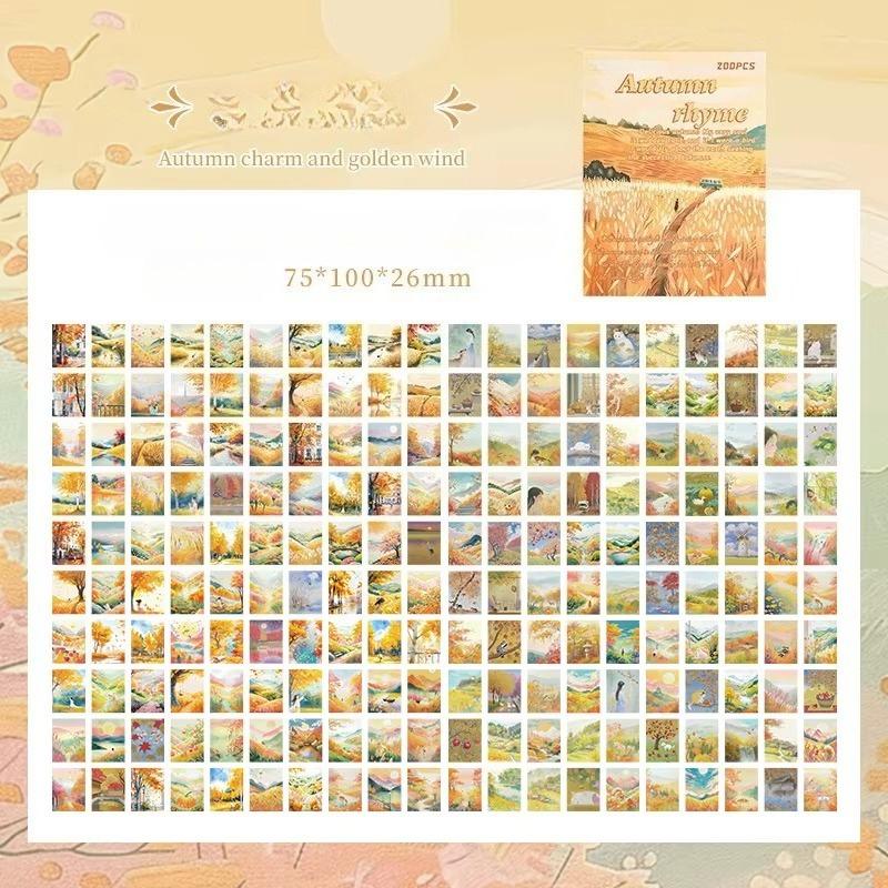200 listů, materiál pro krajinu, papír, dekorace, deník, album, scrapbooking, materiál, pozadí, papír, odpadky, deníkové potřeby