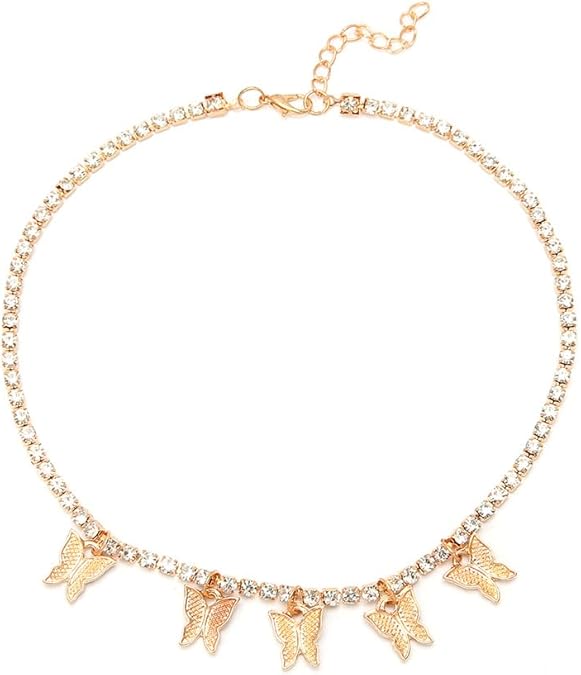 

Exquisite Workmanship Butterfly Pendant Necklace Long Time Service Guaranteed Butterfly Choker Chain