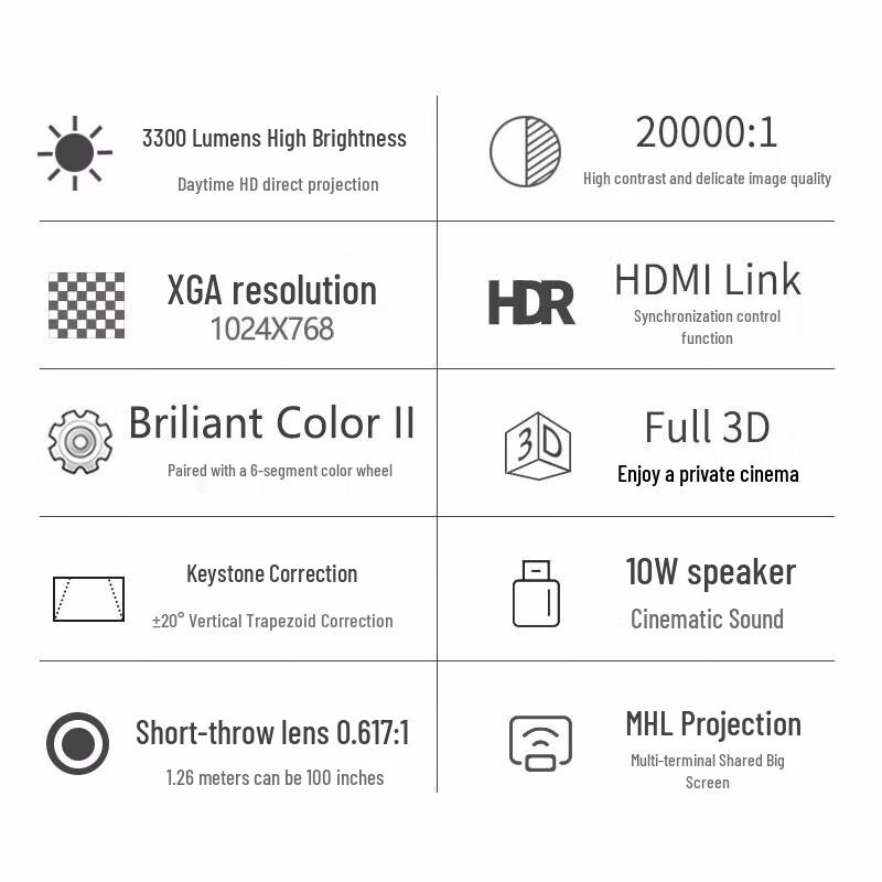Optoma X3188ST 3300 Lumen XGA Short-Throw Projector (CN Version)