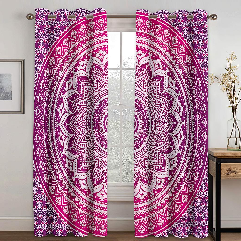 

3D Digital Pattern Printing Bohemian Style Cashew Flower Style Sunshade Thincurtains For Living Space Bedroom Spacecurtains 2 Panelss 100W130H(CM)40x51in&Grommet Top