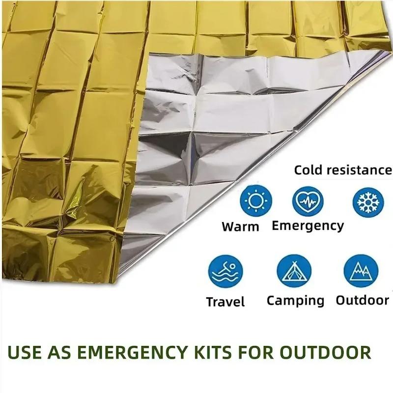 Notfall Thermoponcho Decke Leicht Faltbar Wasserabweisend Winddicht Sonnenschutz Wiederverwendbar Erste Hilfe Campingmatte Unterlage Überzug