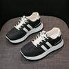 New Striped Large Women Thick Sole Board Shoes Front Lace Up Small White Shoes Low Top Casual Sports Sneakers Women