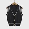 2024 European-American Slim Fit Sleeveless Button Sweater