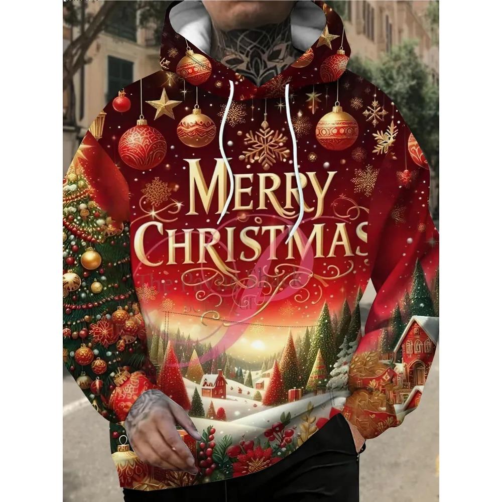 Autumn Winter Christmas Day Creativity 3D Printed Hoodie Men's Fashion Comfort Loose Sports Leisure Versatile Pockets Hoodies