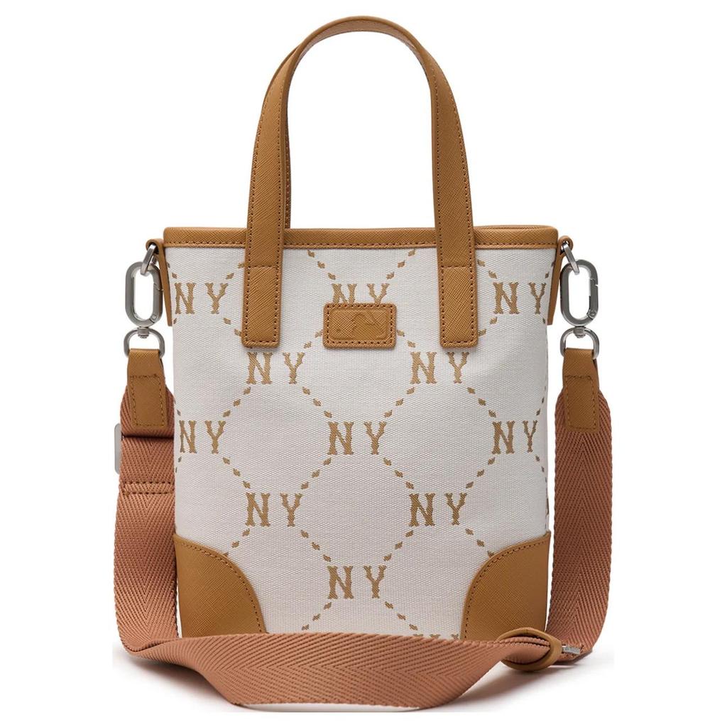 New MLB Artificial Leather Shoulder Bag Crossbody Bag Handbag Clutches Student Backpacks Unisex Cream 3ACRS054N-50CRS