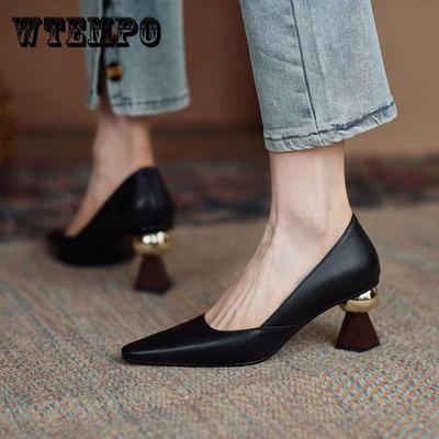 Handgemachte beige Leder Damen Pumps Sexy Spitzschuh Chic Stilvolle Bürodame Arbeitsschuhe 6cm Seltsame High Heels Stilettos