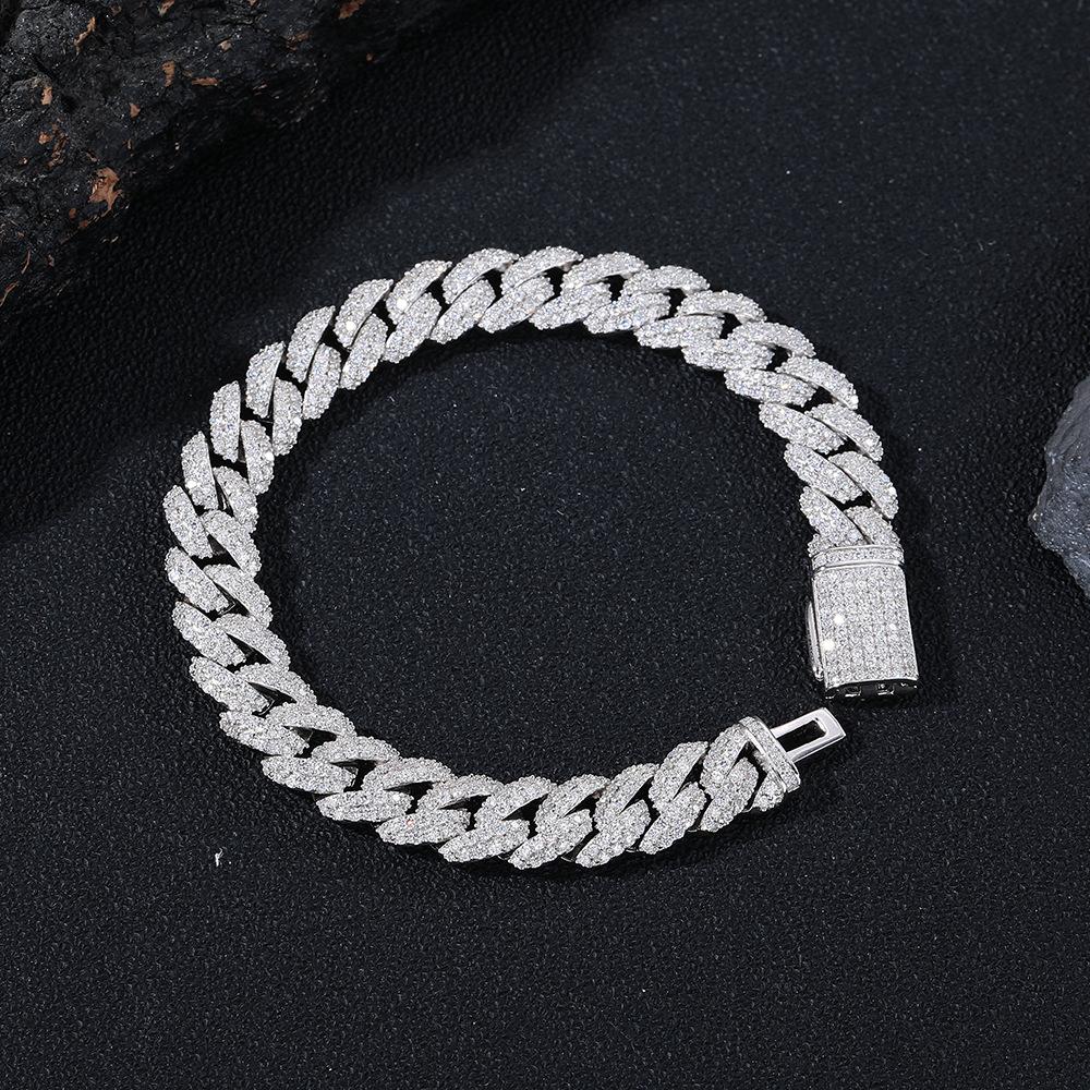 1111 Autumn New S111 Silver Moissanite Necklace Bracelet Bubble Cuban Chain Personalized Trendy Brand Spot Jewelry