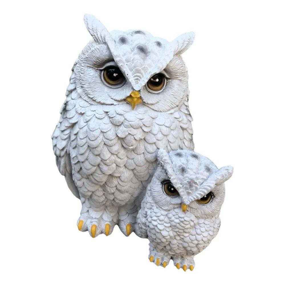 

Креативная статуэтка совы Милые фигурки совы Садовое украшение Скульптура животного птицы Настольная белый