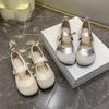 Retro style flat bottom Mary Jane shoes women's 2025 new matte cowhide round head soft leather