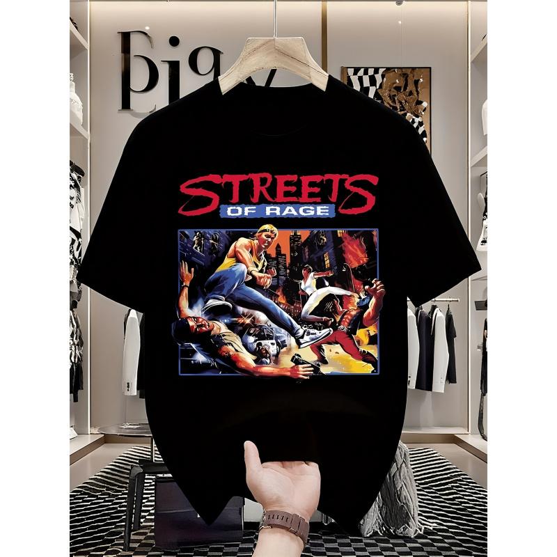 Heren Streets of Rage Retro Arcade T-shirt - Axel & Blaze Karakter Grafisch T-shirt, Vintage '90s Gaming Shirt met Iconisch Logo, Zacht Ademend Katoen