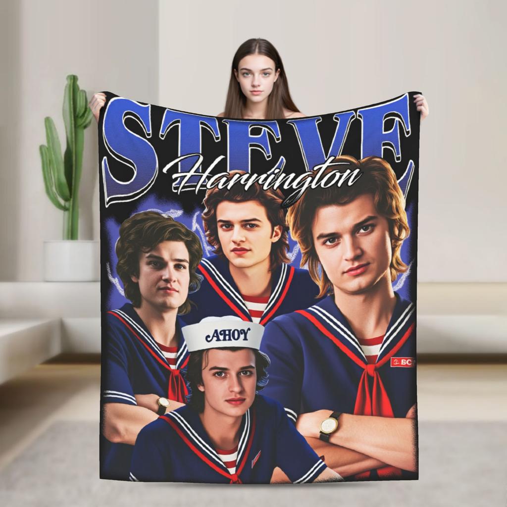 Steve Harrington Blankets Soft Funny Plush Throw Blanket For Kids Bedroom Flannel Bedspread Bed Cover