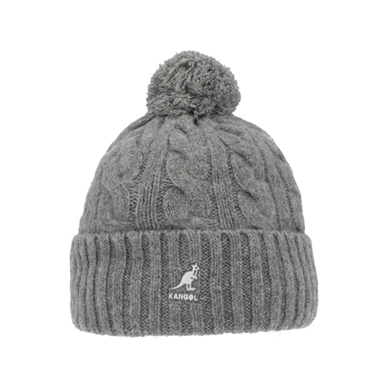 KANGOL Шапка-бини Косами С помпоном K4460SM СЕРЫЙ K4460SM GREY