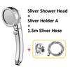 3 Modes Pressurized Shower Head Sliver High Pressure Rainfall  Bathroom Handheld Showerhead Set with Hose and Holder Accessories