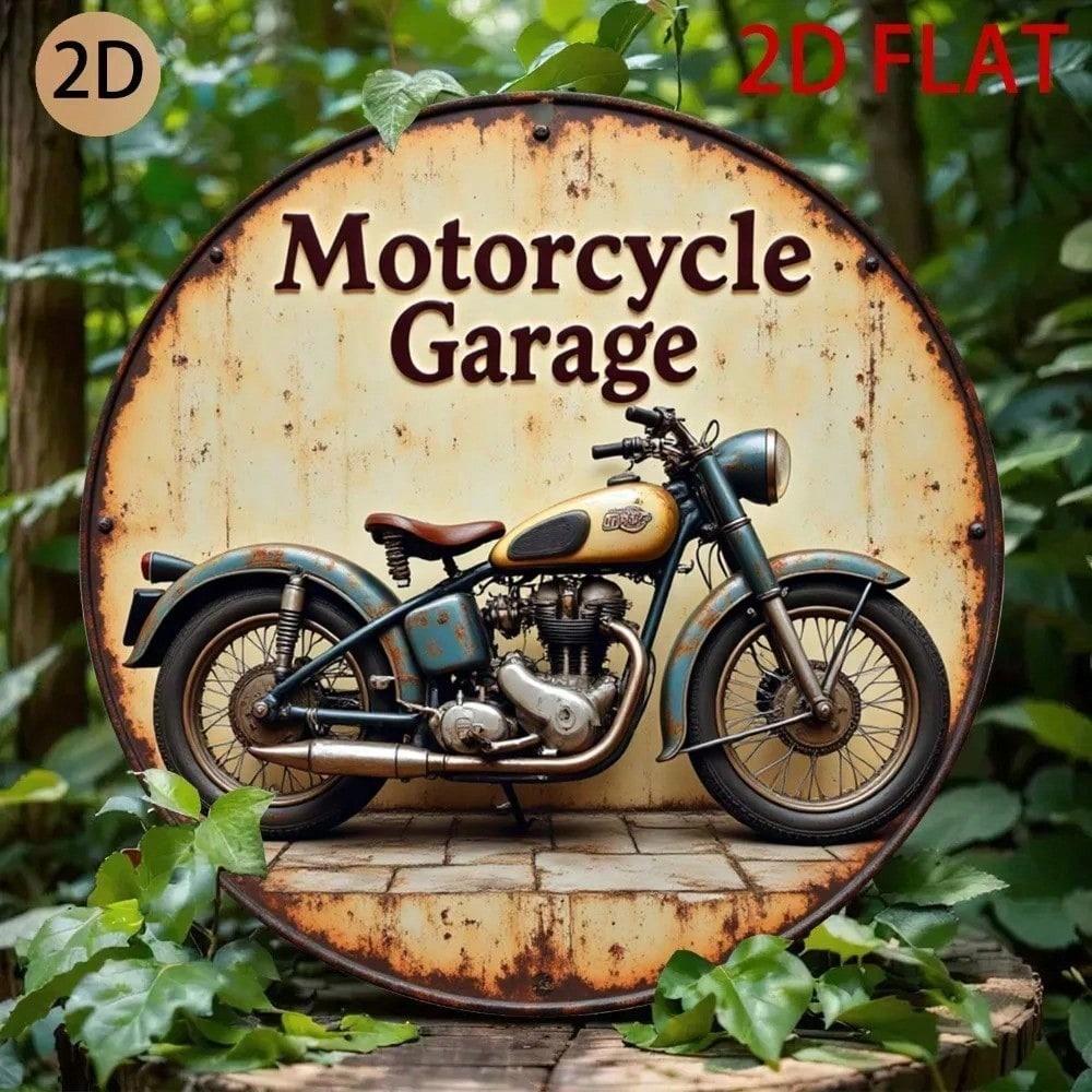 Retro Round Metal Sign Vintage Motorcycle Man Cave Garage Wall Art Aluminum Plaque Indoor Outdoor Home Decor Bar