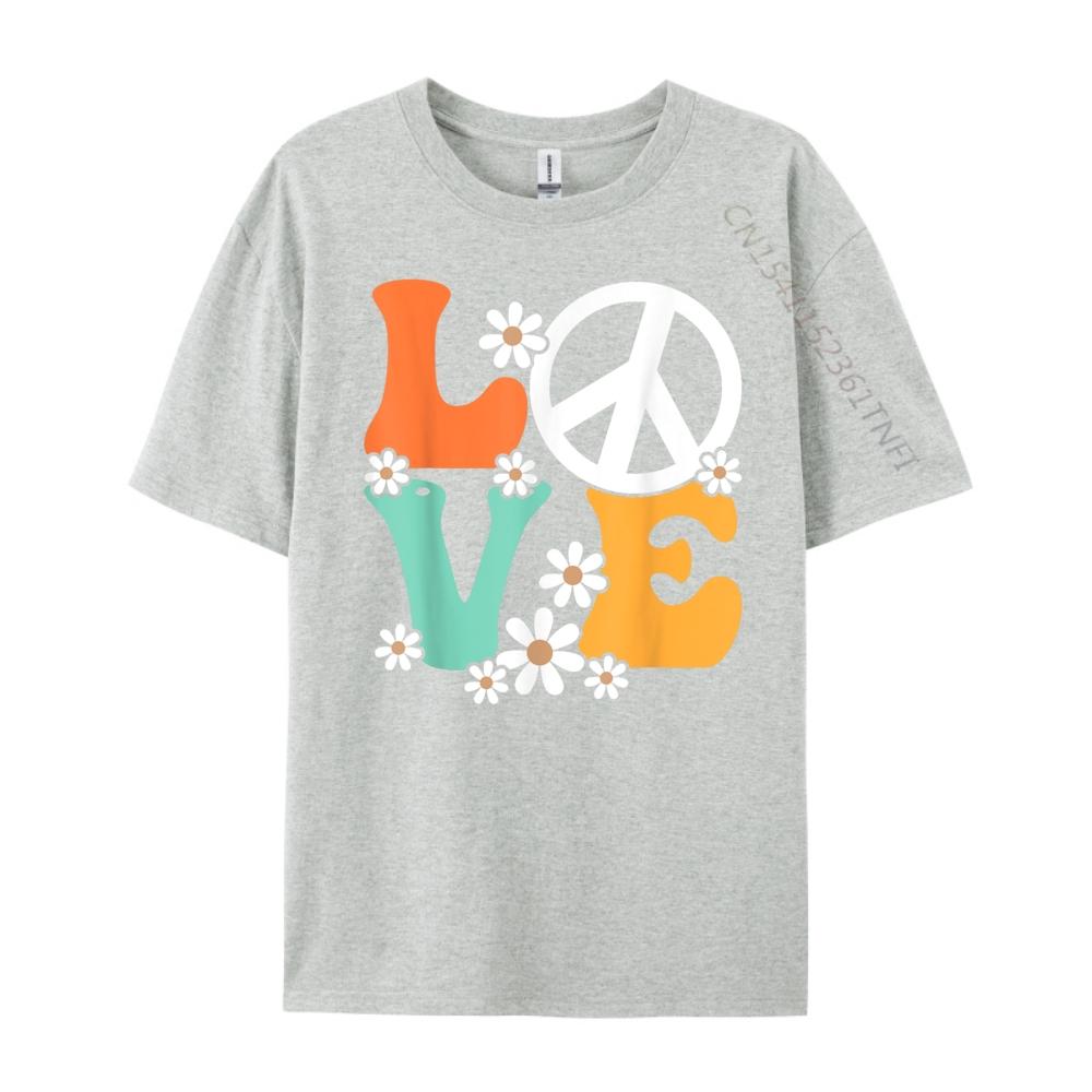 Peace Sign Love 60s 70s Costume Groovy Hippie Theme Party Funny Shirts Women Anime T Shirts Mother's Day
