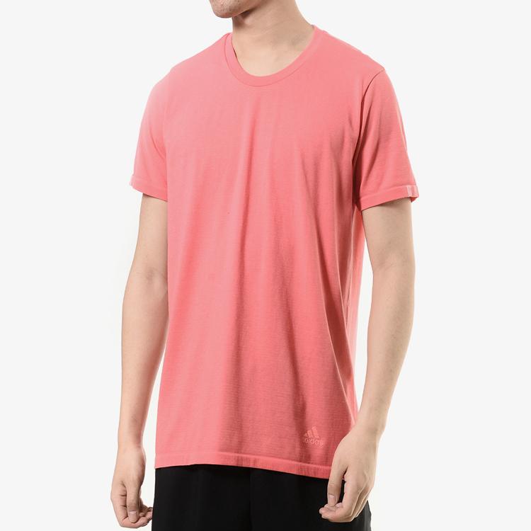 Adidas Logo Running Quick-Dry Loose Breathable Moisture-Wicking Crew Neck Short Sleeve T-Shirt Men Tops Prism-Pink DX2145