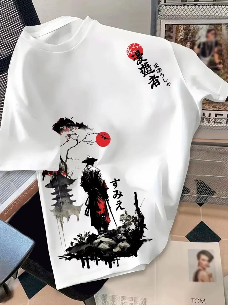 European And American Unisexs Summer Wandering Swordsunisex Print Comfortable And Breathable Round Neck TShirt Outdoor Street Top