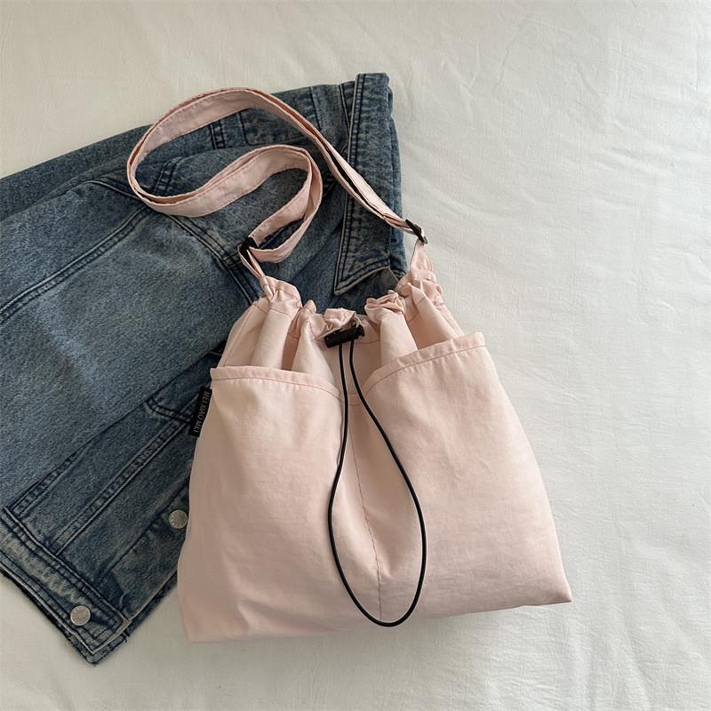 Stylish Street Trend Canvas Bucket Bag For Women 2024 Fashionable Large Capacity