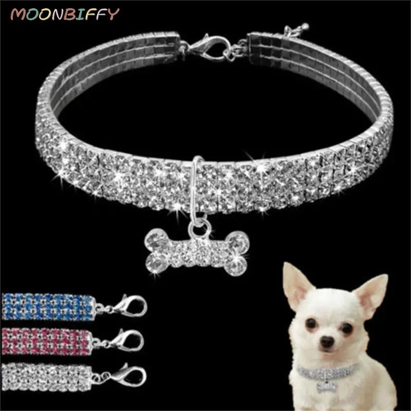 Hondenhalsband Strass Sieraden Chihuahua Kristallen Sieraden Verstelbaar Gegraveerde Tekst Hondenhalsband