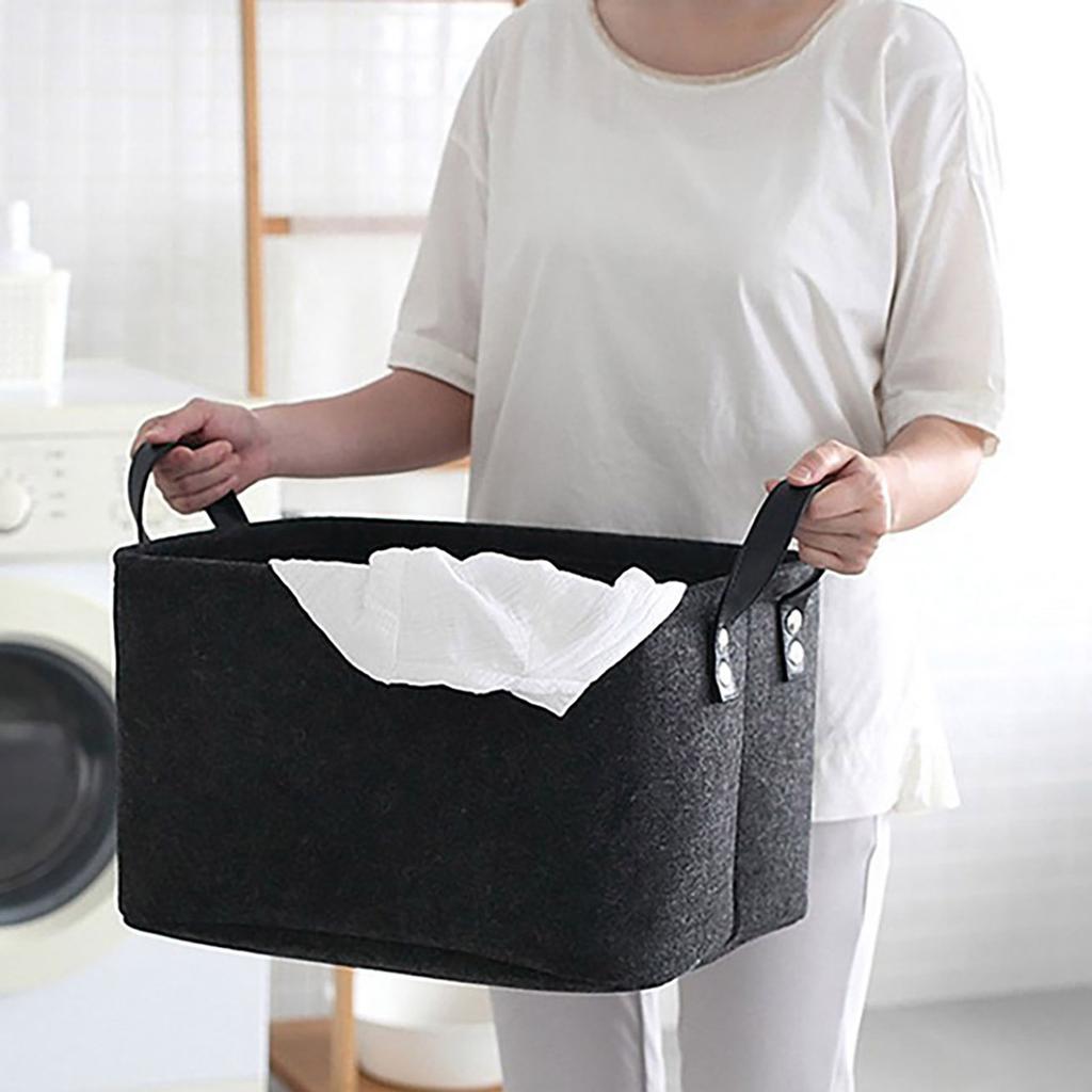 Laundry Basket Large Capacity Foldable Moisture-Proof Felt Storage Basket With Sturdy Handles Durable One-handed Carry Hamper