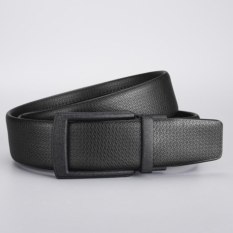 Men'S Leather Belt Two-Layer Cowhide Business Automatic Buckle Belt False Pin Buckle