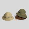 Solid Color Drawstring Fisherman Hat Quick-drying Foldable Travel Sun Hat Sun Protection with Neck Cover Wide Brim Hiking Hat