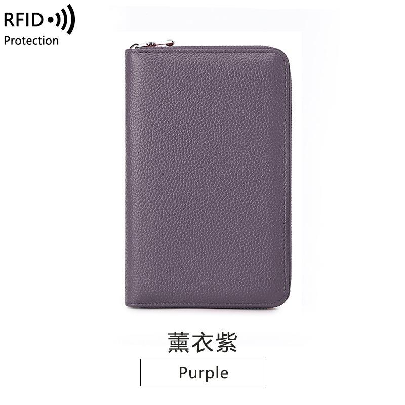 New anti-magnetic women's wallet first layer cowhide long zipper passbook bag large capacity leather passport wallet