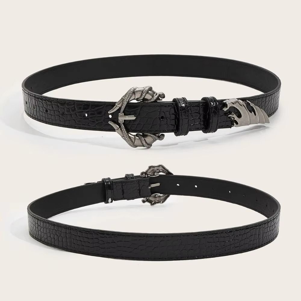 Unregelmäßiger Y2K Nieten Gürtel Gothic Damen Gürtel Cooler Doppel Schlangen Gürtel Weiblich