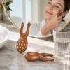 Yousheng Sandalwood Facial Massage Roller with 12 Brass Beads, Y-Shaped Ergonomic Gua Sha Tool for Face Eye Nose Ear Muscle Relaxation Tension Relief