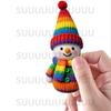 Christmas tree pendants Snowmen wooden 2D, set 8 pcs, New Year decor