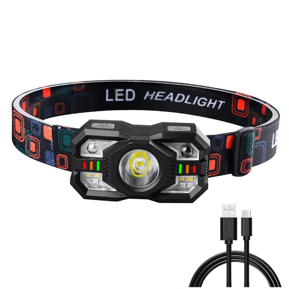 Налобный фонарь с ИК-датчиком движения, перезаряжаемый налобный фонарь, портативный индукционный светодиодный налобный фонарь, водонепроницаемый налобный фонарь для кемпинга, рыбалки