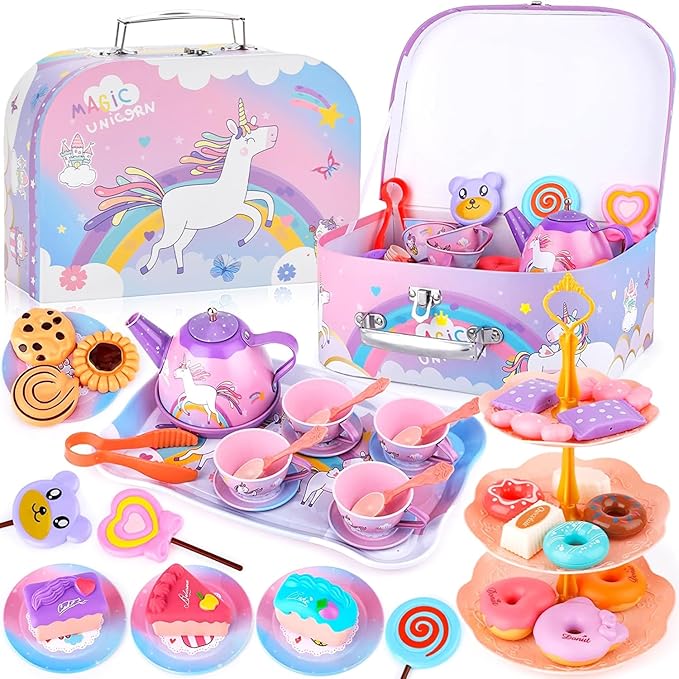 

La Gacela Pretend Play Set This is a 48-piece Kitchen Toy Set perfect for pretend play, featuring a variety of adorable items and accessories.