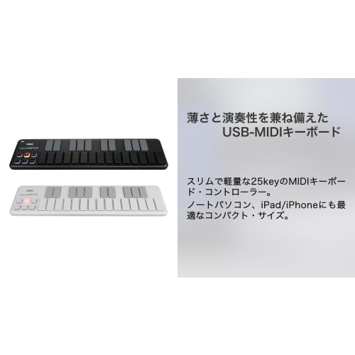 KORG nanoKEY2 MIDI Keyboard, DTM, 25-Key, Compact, Controller, USB, Bus Powered, Software License Included, Black, NANOKEY2-BK