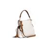 Coach Andy 24 Color Block Drawstring Carriage Logo Cow Leather Hand-held Shoulder Crossbody Bag Medium Women's White