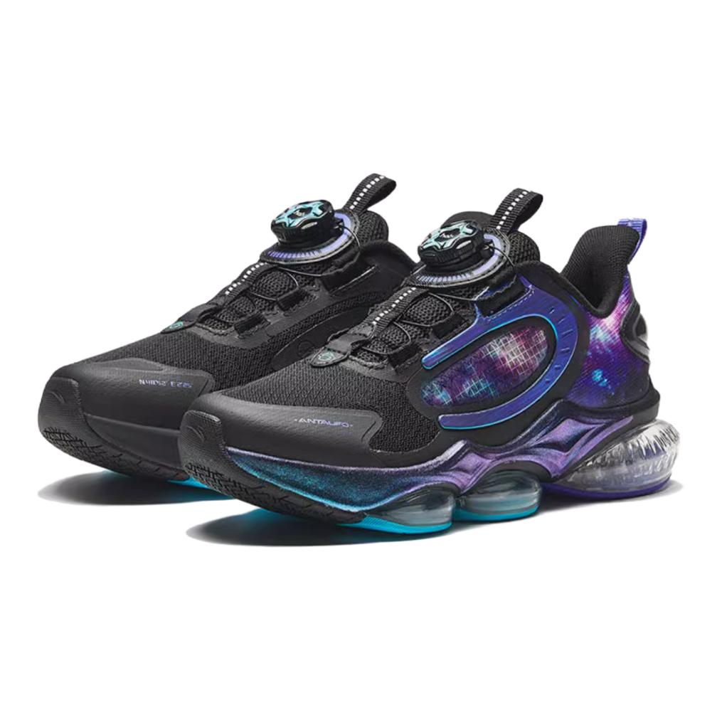 Anta Kids UFO 6.0 Comfortable Casual Shock Absorption Low Top Running Shoes Kids Running Shoes Black Purple Blue 312435583-3
