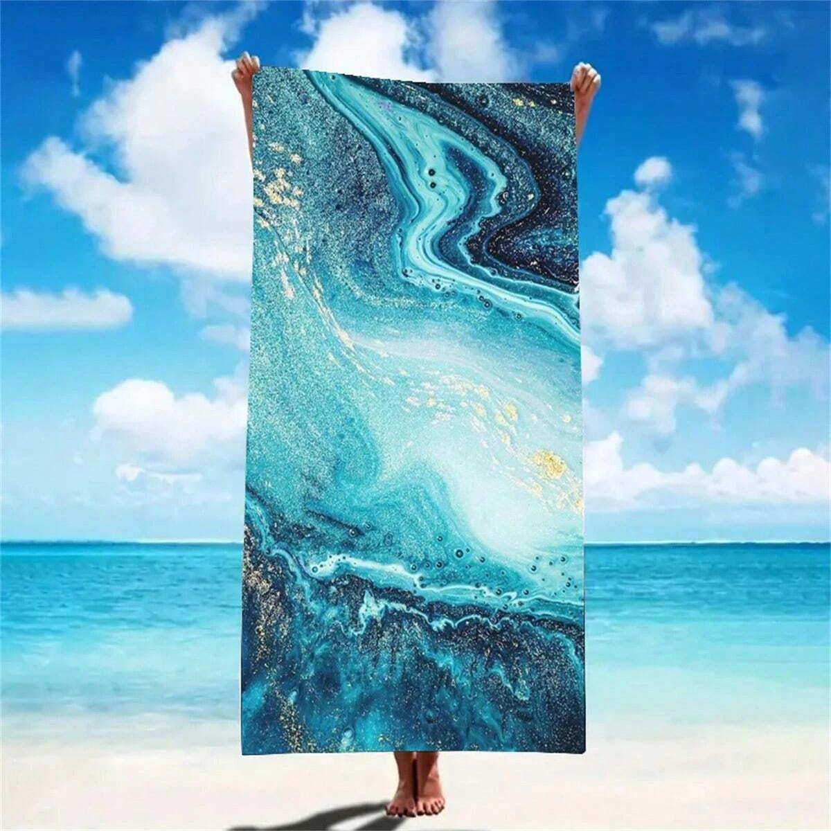 

1pc Style Blue Mandalay Pattern Beach Towel,Ultra-Fine Fiber Beach Blanket,Highly Absorbent Bath Towel,Suitable For Summer W30*H60(CM)