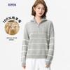ROMON Damen 100% Merinowolle Reißverschluss Halboher Kragen Pullover