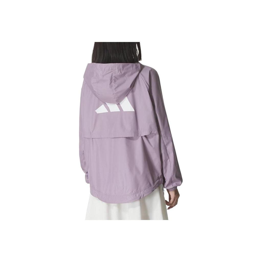 adidas Women's Sportswear 3-Stripes Hooded Windbreaker Jacket Purple JX7382