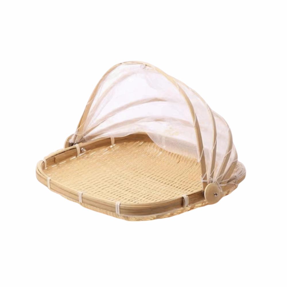 Bamboo Anti-insect Dustproof Basket Reusable Fruit Vegetable Tray Food Storage Basket  Kitchen Tool
