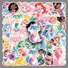 50 Sheets of Creative Mermaid Cartoon Stickers for Water Bottles, Planners, and Phone Cases - Colorful Painting Decoration
