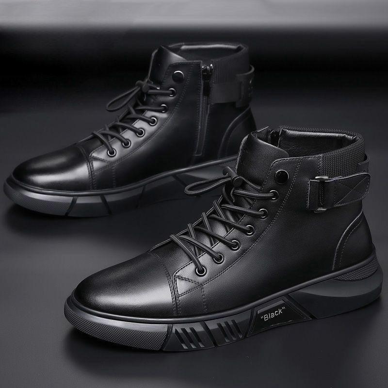 Martin boots men's new autumn and winter velvet men's British high-top casual leather shoes non-slip genuine leather men's shoes