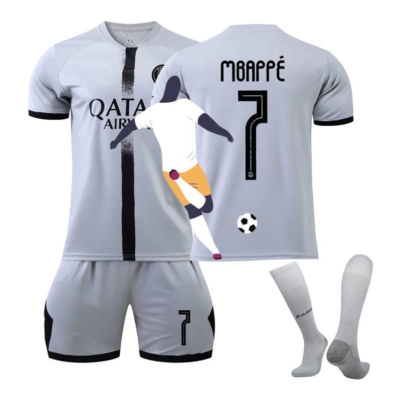 Kid Unisex Adult Football Jersey Mbappe Number 7 Sport Uniforms Set Boys Girls
