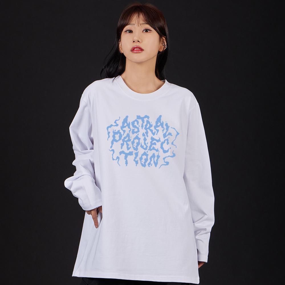 ASTRAL PROJECTION Hayes Lettering Oversized Long Sleeve T-Shirt_White