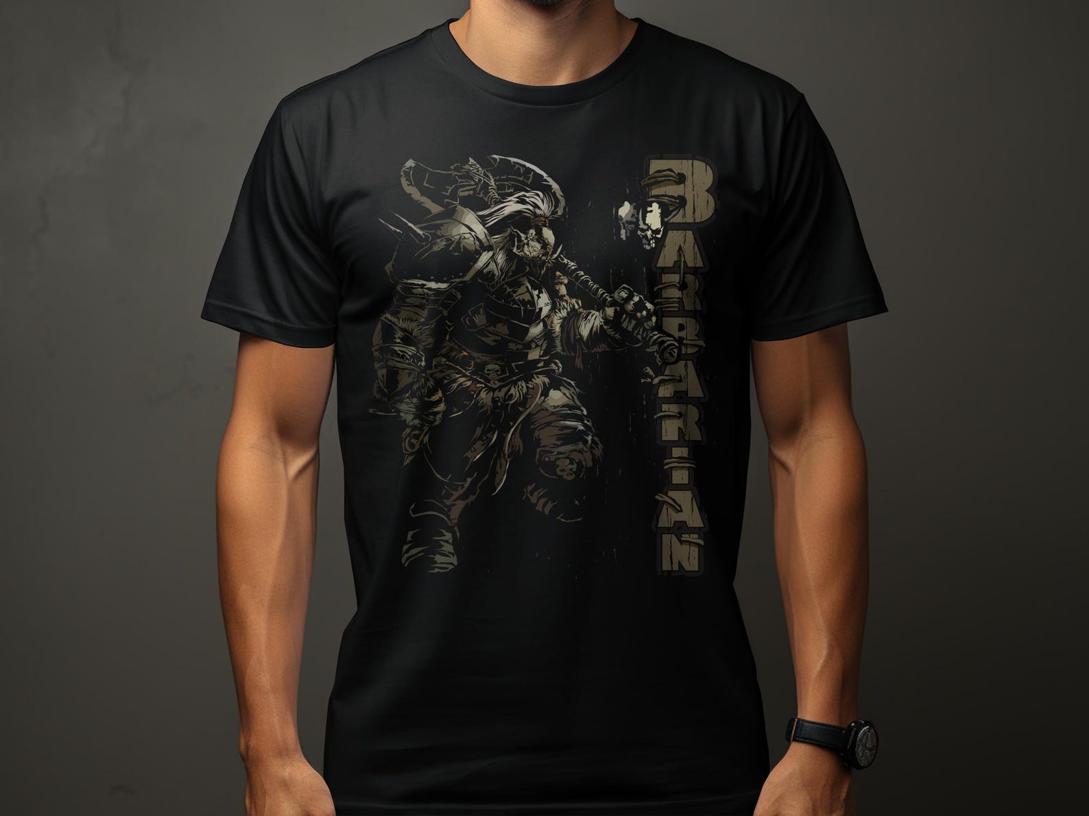 Half Orc RPG Gamer Barbarian T-Shirt, Tabletop Gaming Apparel, Roleplaying Game Tee, Fantasy RPG Shirt, Dungeons Adventurer Gift L