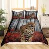 Set Copripiumino Leopardo King Copripiumino Ghepardo Feroce Copriletto Animale Selvatico Safari Decorazione Camera da Letto per Adolescenti Set Biancheria da Letto