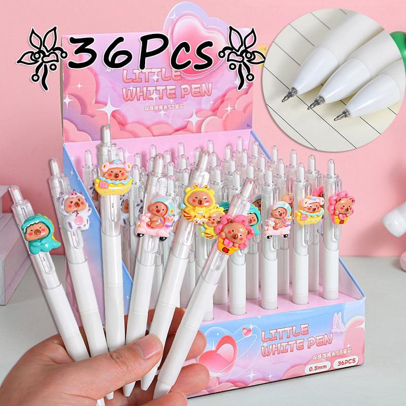 36 Pcs Cute Capibala Transparent Press Pen for Office Work, Brushing Questions, Signing Writing, Diaries, Notes, Student Classroom Prizes, Friend Part