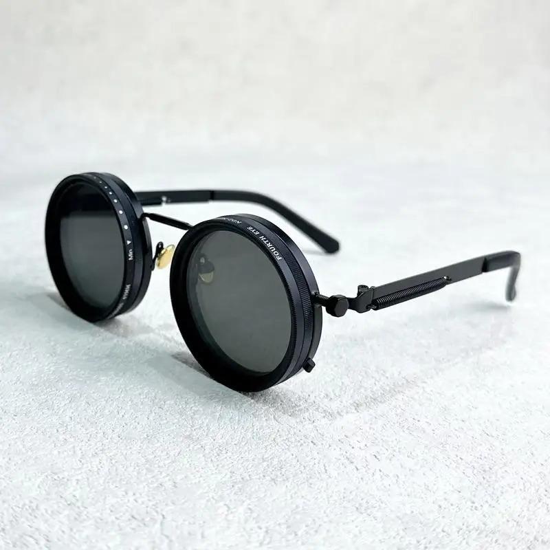 Adjustable ND Sunglasses Round Tinted Glasses with ND Filter Lenses for Men Women Outdoor Fishing Cycling Eyewear