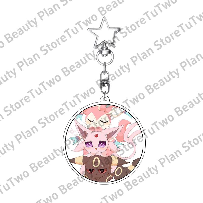 Girly Heart Acrylic Anime Sylveon Espeon Glaceon Eevee Cartoon Keychain Key Chains Keyrings Jewelry Fans Gifts Accessories Toys
